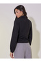 Solid Long Sleeve Wrap Top with Button Detail - 4