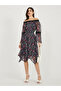 Paisley Print Off Shoulder Asymmetric Hem Midi Dress - 4