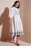 Cotton Embroidered Regular Fit Three Quarter Sleeve Midi Dress Dress 676216 - 3