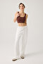Ecru Wide Fit Wide Leg Sweatpants Straight Leg - 2