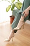 Alberta Gold Lamé (Heel Height 10 cm) Pointed-Toe Heeled Shoes - 2
