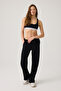 Black Wide Fit Wide Leg Sweatpants Straight Leg - 2
