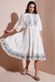 Cotton Embroidered Regular Fit Three Quarter Sleeve Midi Dress Dress 676216
