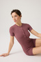Burgundy Corded Short Sleeve Short Jumpsuit Short Romper - 6