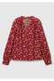 Women's Burgundy 100% Viscose V-Neck Raglan Sleeve Blouse - 2