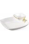 2Pcs Square Dip Bowl with Gold Stand – 2-Tier Serving Tray for Snacks, Salad & Appetizers - 3