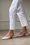 Harmony Beige Patent Leather Blunt Toe Belt Detail Short Heeled Women's Ballerinas