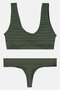 Women 2 Pcs Brand Logo Bralette And Thong Set, Green - 2
