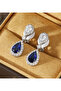 Drop Model Clip-On Women's Earrings with Blue Sapphire Zircon Stone