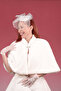Collared Long Brooch Fur Stole Bridal Bolero Shawl Invitation Poncho Jacket Off-White - 5