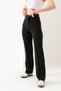 Women's Black High Waist Ribbed Stitched Lycra Knitted Trousers - 5