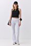 Women's Slim Fit Slim Fit Zero Sleeve Crew Neck Knitted Crop Tank Top Black 9013 - 3