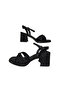 Women's Square Toe Platform Sandals Black Silvery Cross Strap Shoes
