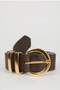 New Season Women's Oval Buckle Faux Leather Classic Belt