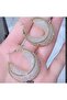 Shiny Zircon Stone, Gold Color, Shiny, Cage Earrings - 3