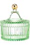 Footed Fruit Bowl L(10cm) xW(10cm) xH(12cm) Green With Golden Lid
