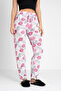 3 Pack Cotton Thin Breathable Fabric Ribbon Waist Detailed Printed Pocketless Women's Pajama Bottoms - 2