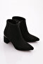 Black Suede Women's Heeled Boots - Pm09-k5001 - 2