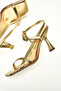 Gold Thin Strap Women's Heeled Shoes P518870309 - 8