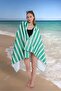Striped Digital Printed 100X180 cm Beach Towel (Beach Bag + Gift Hat) Green - 3