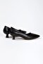 Women's Black Short Heel Pointed Toe Stiletto - 2