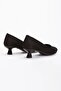 Women's Black Suede Low Heel Pointed Toe Stiletto - 2