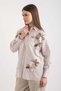 Women's Organza Floral Striped Shirt 7946 - Beige - 5