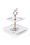 Double Layer Ceramic Butterfly Pattern Cookie Dish Snack Two Layer Presentation Plate Serving Set Catering - 2