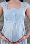 Women's Blue Lace Summer Special Design Full Length Cotton Maternity Maternity Nightgown - 3