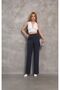 Anthracite Palazzo Trousers with Snap Fastener Waist and Pockets