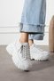 Bozhena Women's Sneakers Lace-Up Wedge Sole Sports Shoes White Leather - 2