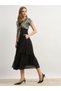 Contrast Animal Print Tie-Up Detail Midi Dress - 3