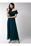 Off Shoulder Neck Ruffle Detail Flared Hem Maxi Dress - 4