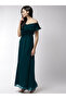 Off Shoulder Neck Ruffle Detail Flared Hem Maxi Dress - 3