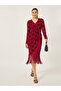 Floral Jacquard Tassel Asymmetric Hem Midi Dress