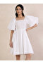 Puff Sleeve Square Neck Mini Dress with Smocked Detail