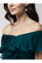 Off Shoulder Neck Ruffle Detail Flared Hem Maxi Dress - 2