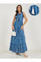 All Over Print Sleeveless Tiered Maxi Dress