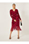 Floral Jacquard Tassel Asymmetric Hem Midi Dress - 2