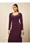 Embellished Long Sleeves Sheath Maxi Dress - 4