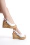 High Wooden Look Sole Skin Buckle Summer Women's Wedge Sole Sandals Shoes - 3