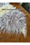 Gray -Cream Tibetan Plush Tablecloth Stylish Decorative Luxury Elegant Modern Decorative Runner. - 4