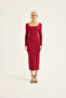 Long Sleeve Square Neck Midi Dress