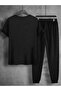 Sweatpants Set Jogger - Oversize Tshirt with Deer Print - 2