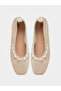 Faux Pearl Embellished Ballerina Shoes - 6