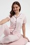Modal Cotton Short Sleeve Shirt Collar Bias Women's Pajamas Set Thclvr.77.15.Pc.Vr