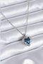 Silver Steel Blue Crystal Heart Zircon Necklace for Elegant Woman - 2