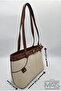 Cream Tan Hand and Shoulder Bag with Belt Detail - 2