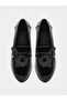 Leather Look Slip-On Loafers with Bowknot Detail - 6