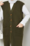 Women's Pocketed Button Closure Knitwear Vest - 8